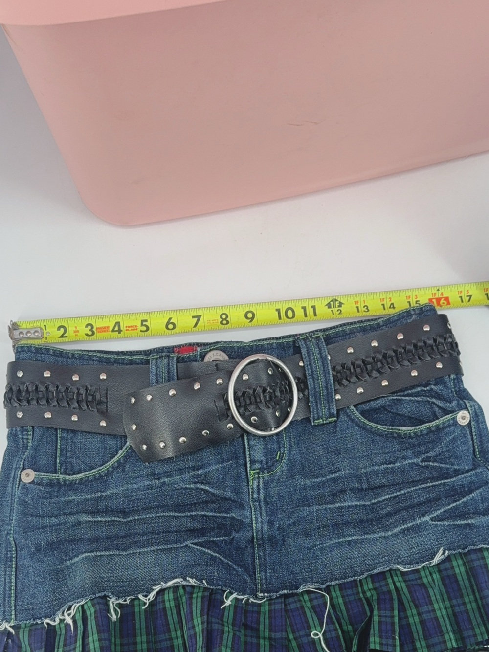 Z. Cavaricci jean plaid mini punk skirt 5 Y2k - Picture 3 of 6